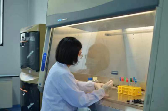 海关人员操作量子点生物传感器检测设备
