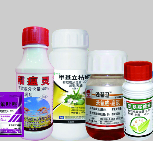 涉事农药“灭虱灵”真伪包装对比，右侧为黑作坊仿制品